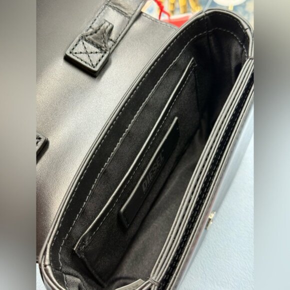 🆕 DIESEL 🧿 NWT 1DR Shoulder Bag with Crossbody Strap - 'Black/Black' - Picture 8 of 16